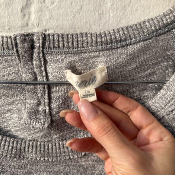 Heather Grey Scoop Neck Sweatshirt Slouchy Lounge Athleisure Minimalist - Picture 8 of 8